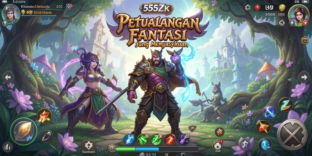 Screenshot gameplay 555ZK yang menampilkan pertarungan epik dan karakter menarik.
