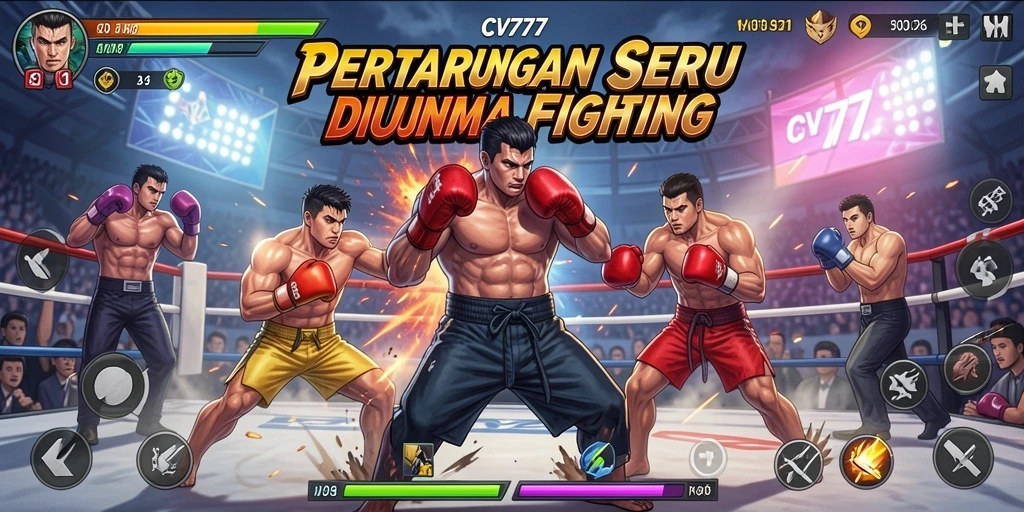 Screenshot utama CV777 menampilkan aksi pertarungan yang mendebarkan.