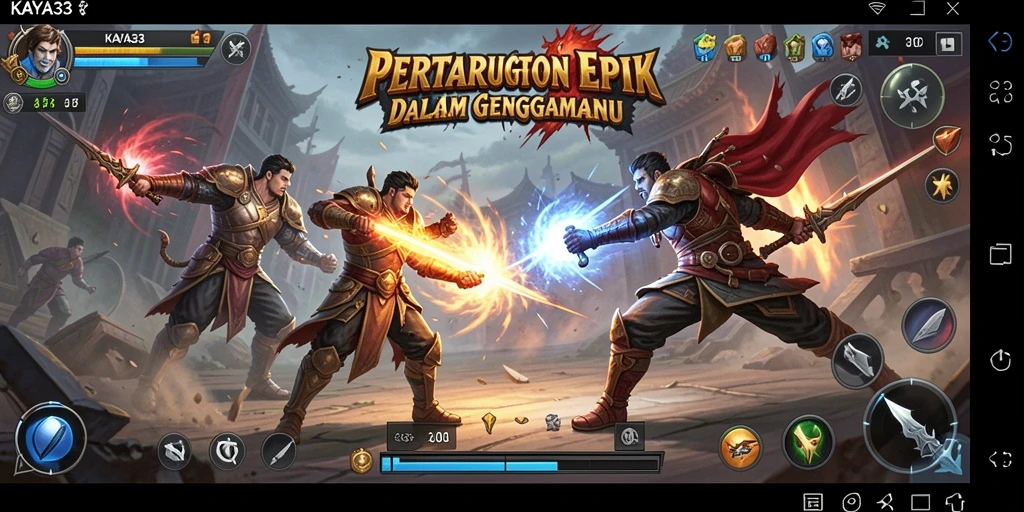 Tampilan gameplay pertarungan yang mendebarkan di KAYA33.