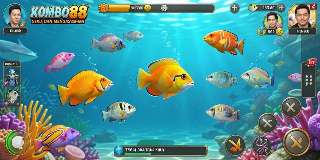 Tampilan menarik dari gameplay Tembak Ikan di KOMBO88.