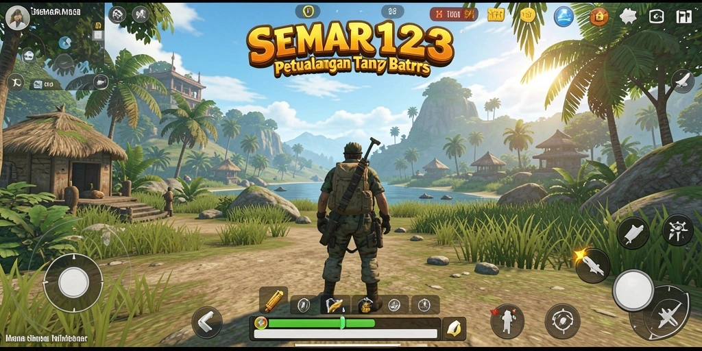 Tangkapan layar menunjukkan aksi petualangan di dunia terbuka SEMAR123.