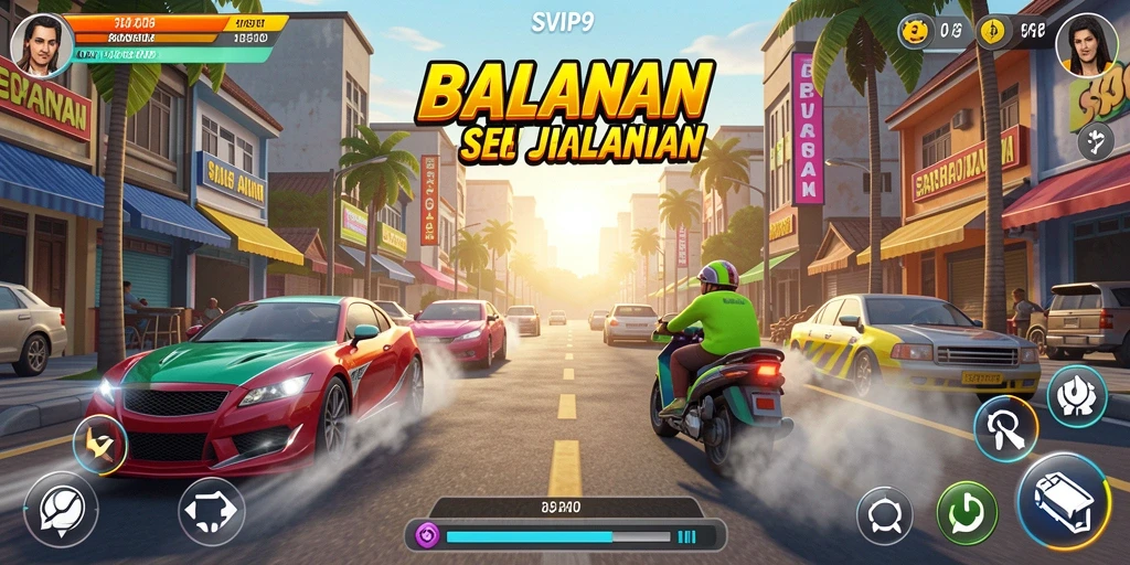 Tampilan gameplay Racing yang mendebarkan dan kompetitif.